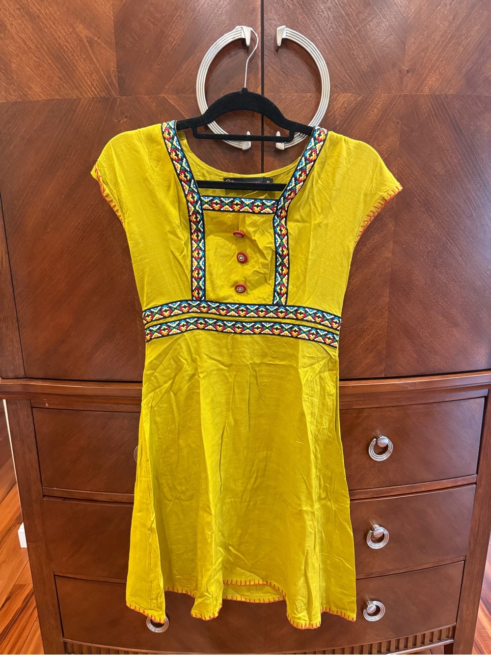 Yellow Embroidered Tunic Top